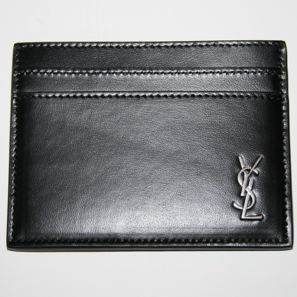Yves Saint Laurent YSL Logo Black Cassandre Card Case